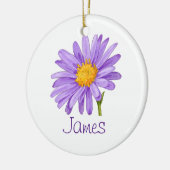 SEPTEMBER Birth Flower Purple Aster Christmas セラミックオーナメント (左)
