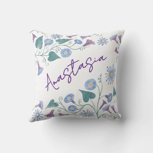 September Birth Month Morning Glory Personalized クッション (裏面)