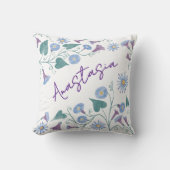 September Birth Month Morning Glory Personalized クッション (正面)