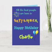 September Birthday Folded Greeting Card カード (正面)