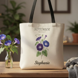 September Birthday Gift Birth Flower Morning Glory トートバッグ
