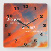 September Clouds with Psalm 30:5 スクエア壁時計 (正面)