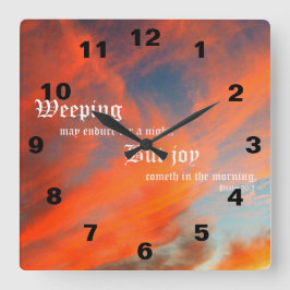 September Clouds with Psalm 30:5 スクエア壁時計