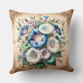 September Morning Glory Floral Birth Month クッション (裏面)