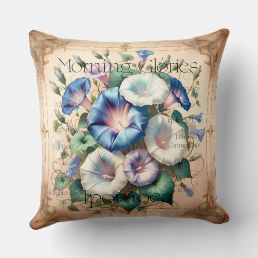 September Morning Glory Floral Birth Month クッション (裏面)