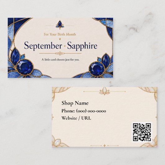 September Sapphire Birthstone Shop Card 名刺