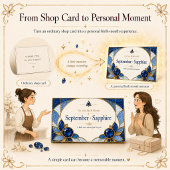 September Sapphire Birthstone Shop Card 名刺