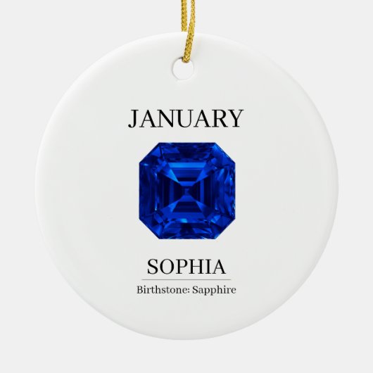 September Sapphire Personalized Birthday セラミックオーナメント (正面)