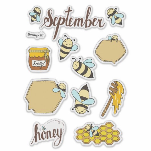 September Sticker Sheet - Cozy Bees & Autumn Start シール (正面)