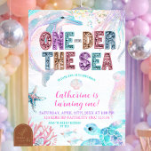 sequin glitter ONEder the sea birthday invitation 招待状
