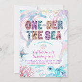 sequin glitter ONEder the sea birthday invitation 招待状 (正面)