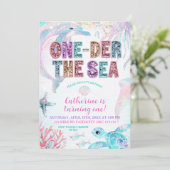 sequin glitter ONEder the sea birthday invitation 招待状 (スタンド正面)