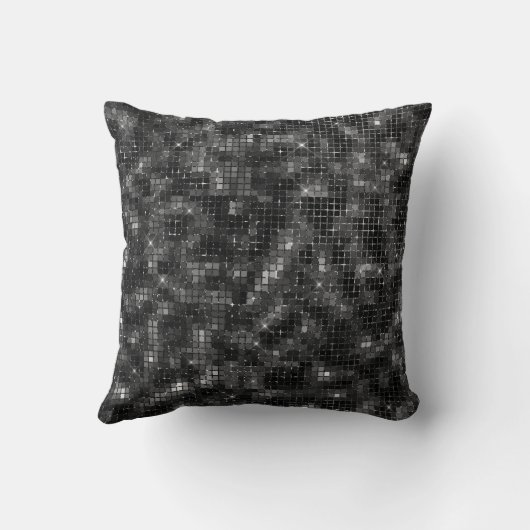 Sequin Look Black Glam Sparkle クッション (裏面)