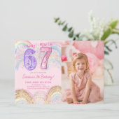 Sequin Rainbow Six Seven 67 Birthday Photo 招待状 (スタンド正面)