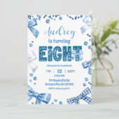 Sequins Blue Bow EIGHT aesthetic teenager birthday 招待状 (スタンド正面)