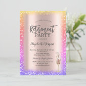 Sequins Colorful Frame Rose Gold Retirement  招待状 (スタンド正面)