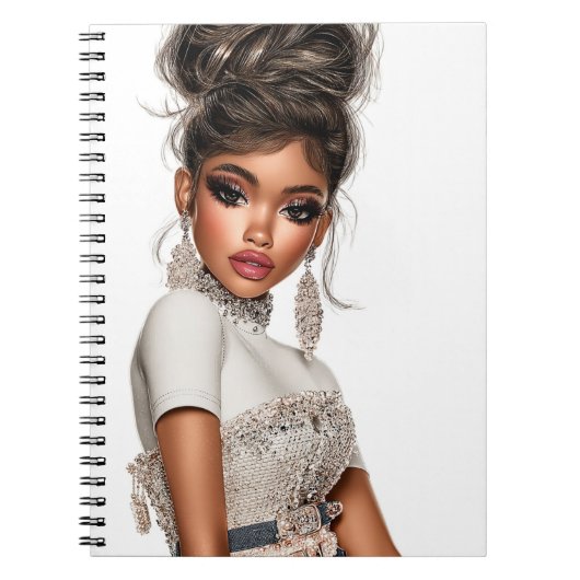Sequins & Sculpted Glam Girl Spiral Photo Notebook ノートブック (正面)