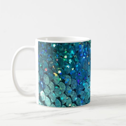 Sequins Sparkle:マクロ抽象芸術背景 コーヒーマグカップ (左)