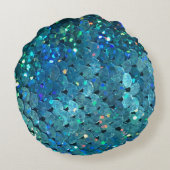Sequins Sparkle:マクロ抽象芸術背景 ラウンドクッション (裏面)