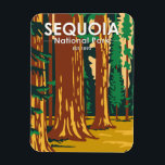 Sequoia National Park Giant Sequoia Trees Vintage  マグネット<br><div class="desc">Sequoia vector artwork design. The park contains the highest point in the contiguous United States,  Mount Whitney,  and is south of Kings Canyon National Park.</div>