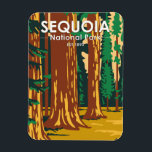 Sequoia National Park Giant Sequoia Trees Vintage  マグネット<br><div class="desc">Sequoia vector artwork design. The park contains the highest point in the contiguous United States,  Mount Whitney,  and is south of Kings Canyon National Park.</div>
