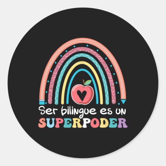 Ser Bilingue Es Un Superpoder Ck バイリンガルはスペイン語のスーパー ラウンドシール (正面)