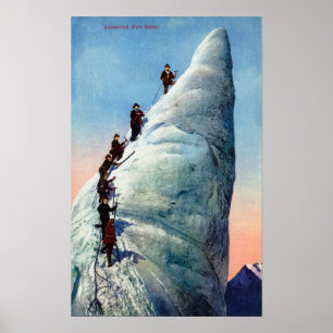 Serac上昇するように試みている登山者 ポスター