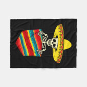 Serape skeleton mariachi pocket cinco de mayo フリースブランケット (正面(横))