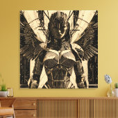 Seraph Engel in Steinrüstung - Geometrisch キャンバスプリント (インサイチュ (リビング))