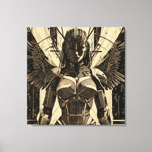 Seraph Engel in Steinrüstung - Geometrisch キャンバスプリント (正面)