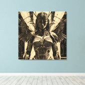 Seraph Engel in Steinrüstung - Geometrisch キャンバスプリント (インサイチュ (ウッドフロア))