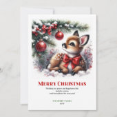 Seraphic Fawn Snowy Forest Christmas Greeting Card シーズンカード (正面)