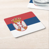 Serbia Flag スクエアペーパーコースター (アングル)
