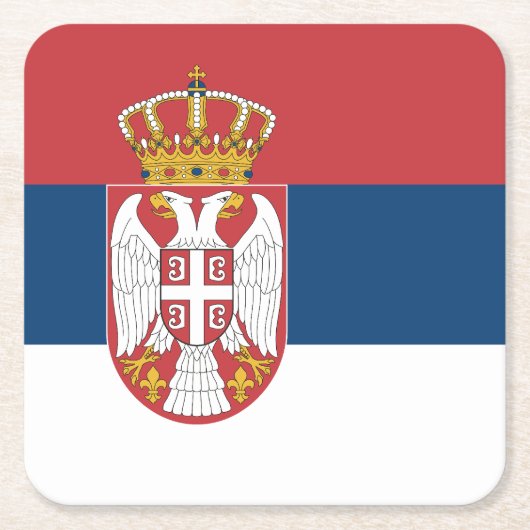 Serbia Flag スクエアペーパーコースター (正面)