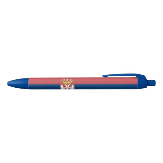 Serbia Flag 黒ボールペン (トップ)