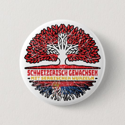 Serbisch Schweizer Schweiz Baum Wurzel 缶バッジ (正面)