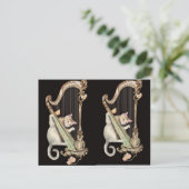 Serenade in Gold – Cat & Harp Postcard ポストカード (スタンド正面)