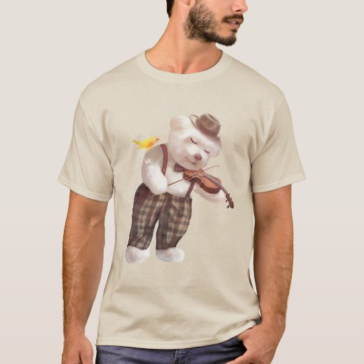 Serenade in Nature: Smiling Bichon Playing Violin Tシャツ (正面)
