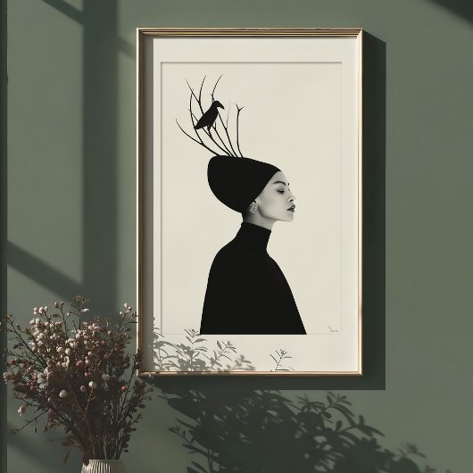 Sereneプロファイル： Raven & Branchesファッションポートレート ポスター