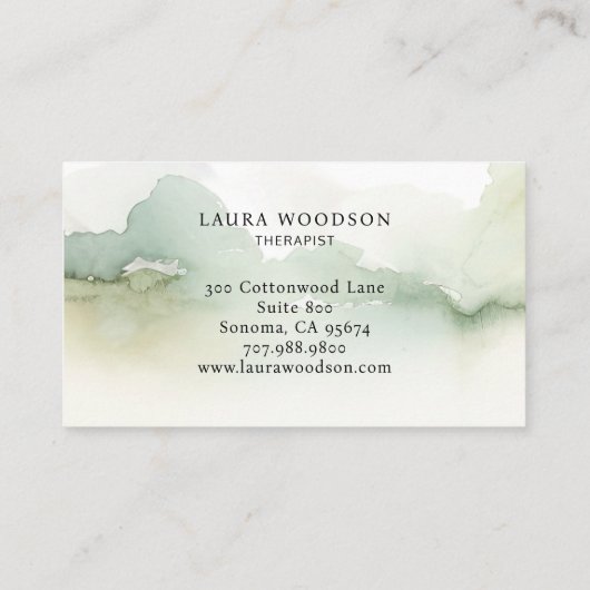 Serene Abstract Watercolor Therapist 名刺 (裏面)
