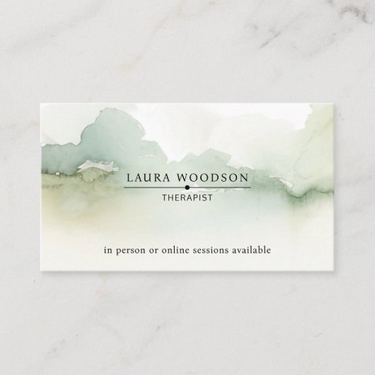 Serene Abstract Watercolor Therapist 名刺 (正面)