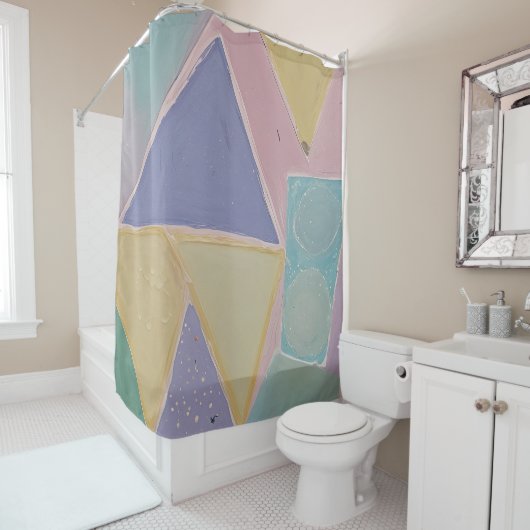 Serene Abstracts: A Pastel Dream シャワーカーテン (インサイチュ)