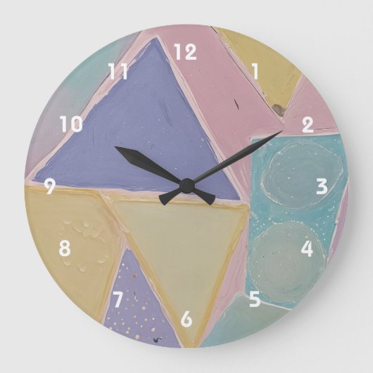 Serene Abstracts: A Pastel Dream ラージ壁時計 (正面)