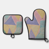 Serene Abstracts: A Pastel Dream 鍋つかみ&鍋敷きセット (正面)