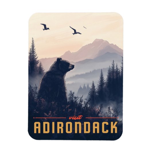 Serene Adirondack Bear:ヴィンテージ マグネット (縦)