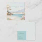 Serene Aqua Lakeside Gold Frame Romantic Floral スクエア名刺 (正面/裏面)