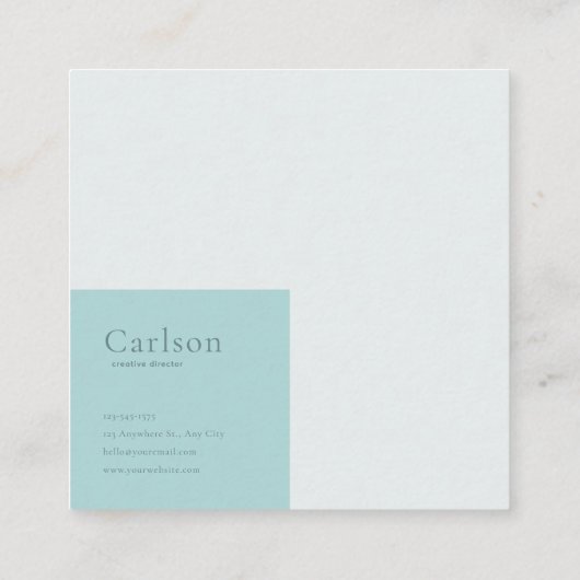 Serene Aqua Lakeside Gold Frame Romantic Floral スクエア名刺 (裏面)