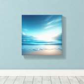 Serene Azure Ocean with Soft Morning Sun  キャンバスプリント (インサイチュ (ウッドフロア))