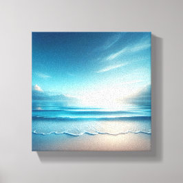 Serene Azure Ocean with Soft Morning Sun  キャンバスプリント