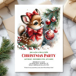 Serene baby deer watercolor Christmas kids invite  招待状